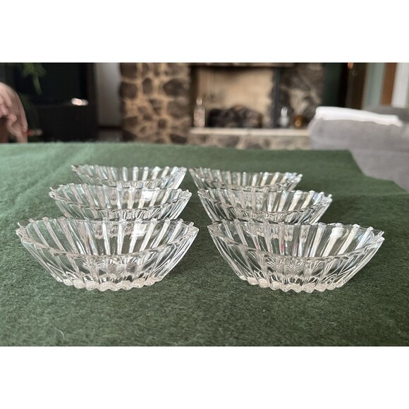 Vintage Clear Glass Salt Cellar A.H. Heisey Marked SET of 6 Ridges Oval Shaped - Picture 1 of 9